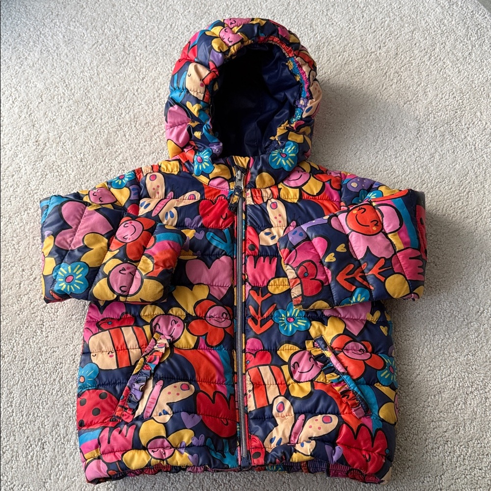 Next Blue Puffer Jacket with Colorful Patch - Picture 6 of 8